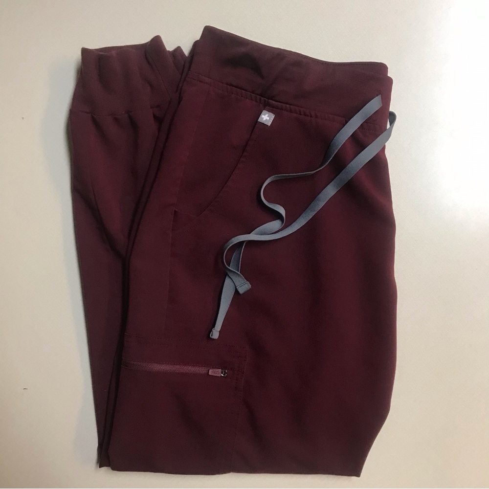 FIGS burgundy Zamora jogger scrub pants